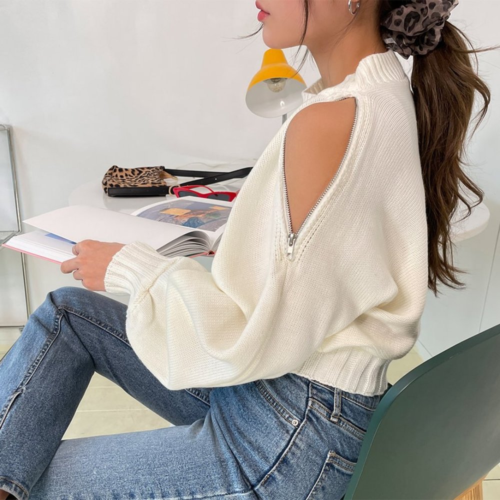 Interesting Concept Knit Cold Shoulder Top